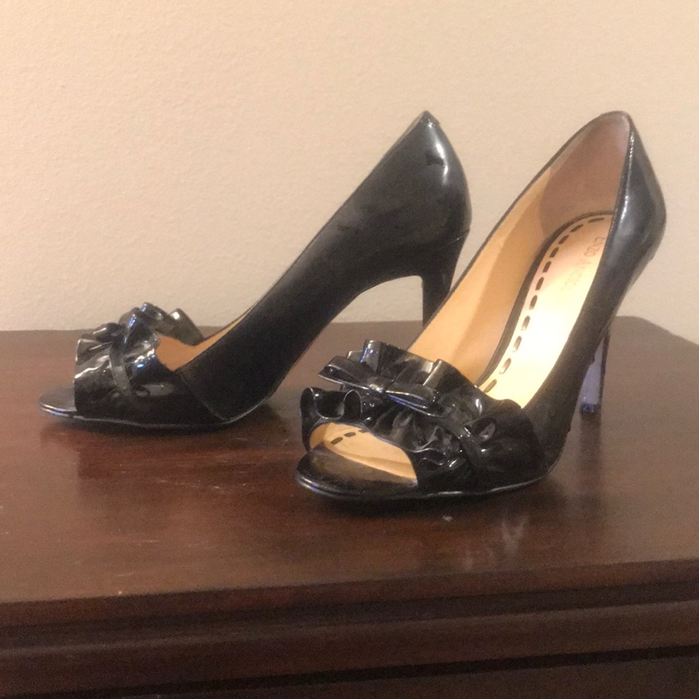 Black Patent Peep Toes